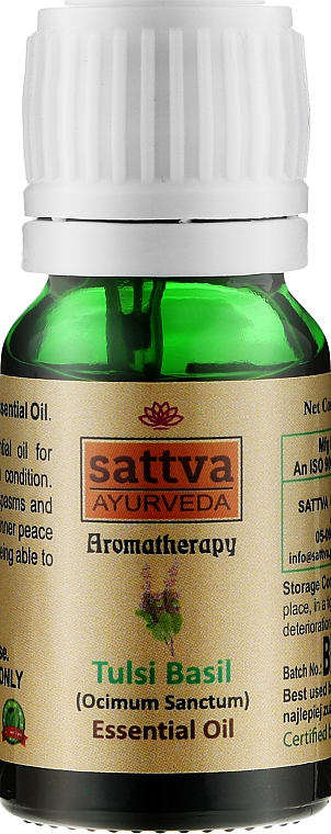 Эфирное масло - Sattva Ayurveda Tulsi Basil Essential Oil — фото N1