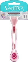 Одноразовый бритвенный станок, розовый - Gillette Venus 3 Colors — фото N1