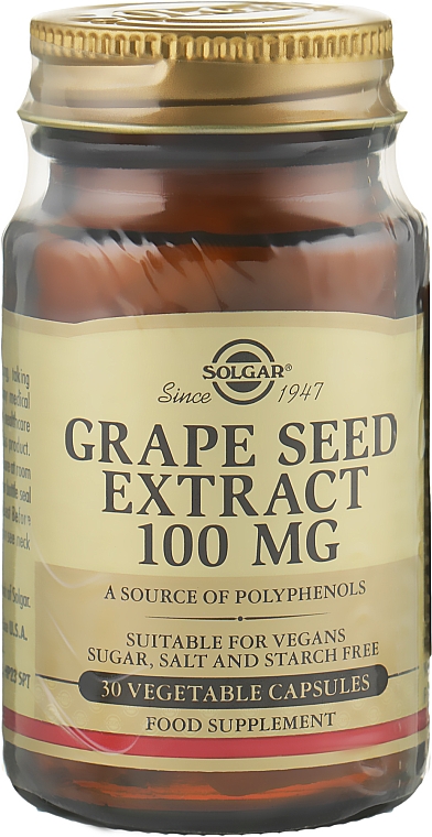 Харчова добавка "Екстракт виноградних кісточок" - Solgar Grape Seed Extract — фото N1