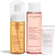 Набор - Clarins My Cleansing Essentials Sensitive Skin (mousse/150 ml + lot/200 ml + cr/15 ml + pouch) — фото N2