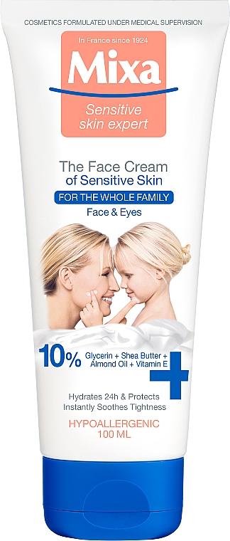 Крем для лица для всей семьи с комплексом масел и витамином Е - Mixa Sensitive Skin Expert Face Cream Of Sensative Skin — фото N1