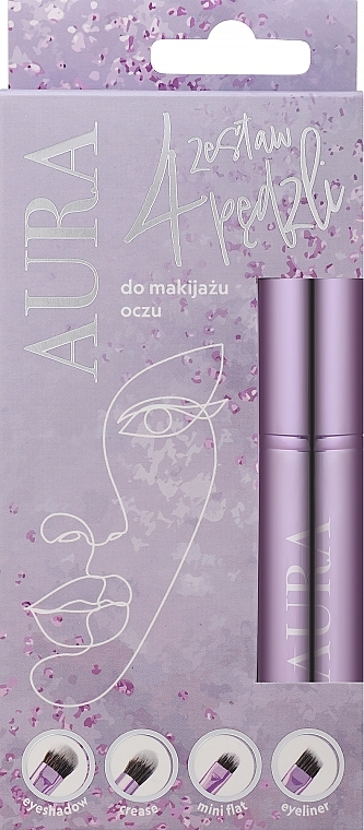 Набор кистей для макияжа глаз, фиолетовый - Aura Cosmetics — фото N1