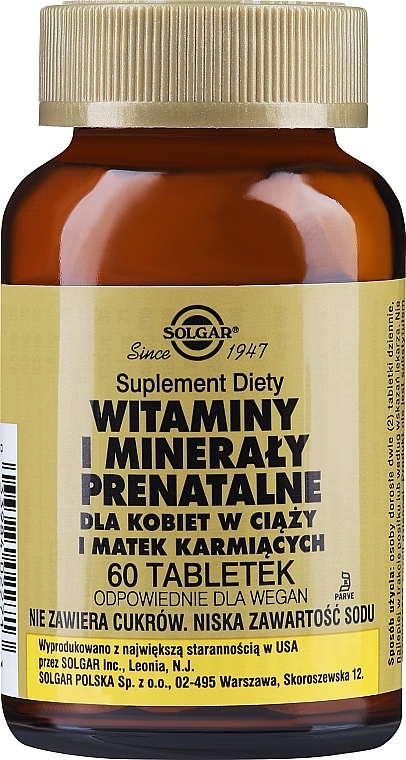 Мультивитаминно-минеральный комплекс для беременных и кормящих женщин - Solgar Prenatal Nutrients Multivitamin & Mineral