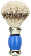 Помазок для бритья с ворсом барсука, полимерная ручка, синий с серебром - Golddachs Silver Tip Badger Polymer Handle Blue Silver — фото N1