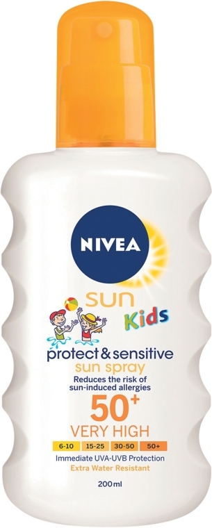 Сонцезахисний спрей для дітей - NIVEA Sun Kids Protect & Sensitive Spray SPF50+ — фото N1