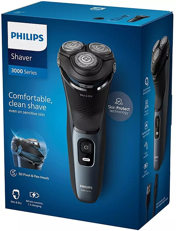 Электробритва для сухого и влажного бритья - Philips Shaver 3000 Series S3144/00 — фото N5