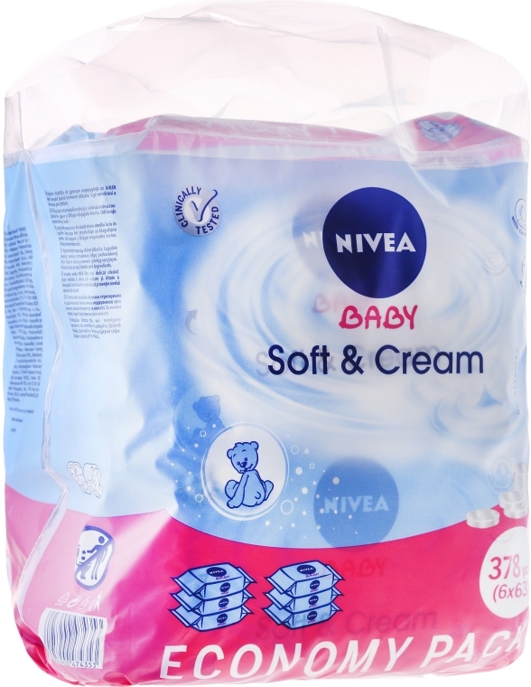 Вологі серветки "Дитячі" 6х63 шт. - NIVEA Baby Soft & Cream