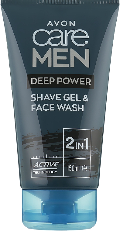 Гель для бритья и очищения лица 2 в 1 - Avon Care Men Deep Power — фото N1