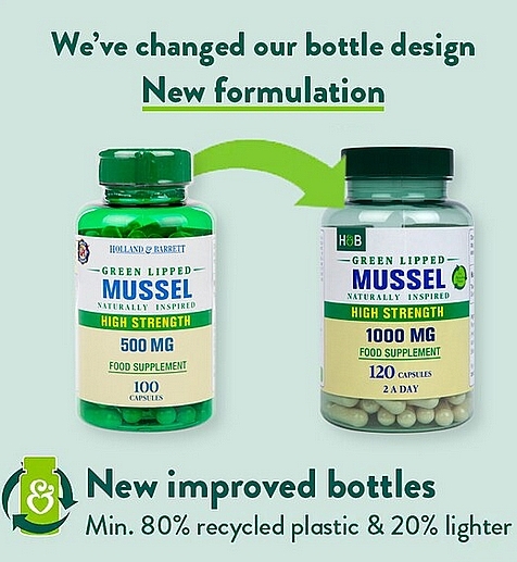 Пищевая добавка "Green Lipped Mussel", 1000 mg - Holland & Barrett Green Lipped Mussel — фото N2