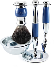 Духи, Парфюмерия, косметика Набор для бритья - Edwin Jagger Blue & Chrome 4 Piece Fusion Set Black Synthetic