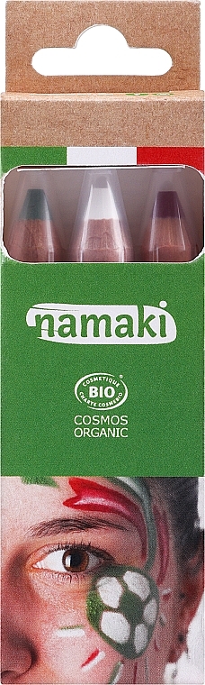 Набор карандашей для раскрашивания лица, зеленый, белый, красный - Namaki Supporter Kit (f/paint/3x2,1g) — фото N1