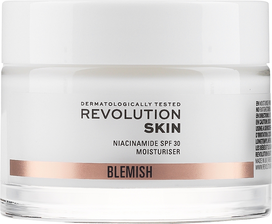 Зволожувальний крем для обличчя з ніацинамідом - Revolution Skin Blemish Niacinamide SPF 30 Moisturiser — фото N2