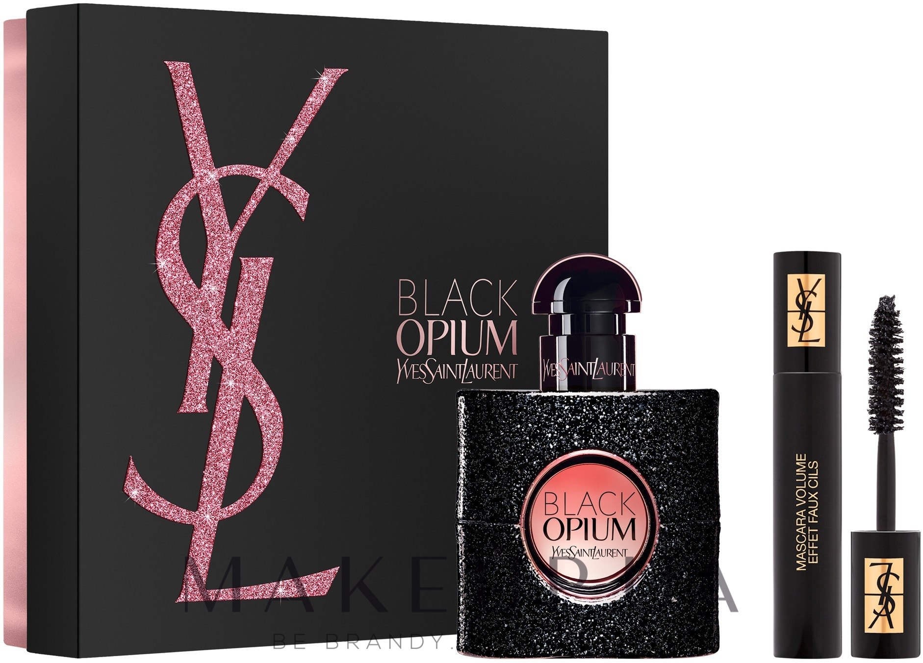 Подарочный набор с тушью. YSL набор Black Opium. YSL Set Black Opium 30ml. Ив сен Лоран опиум наборы. YSL Black Opium Sets.