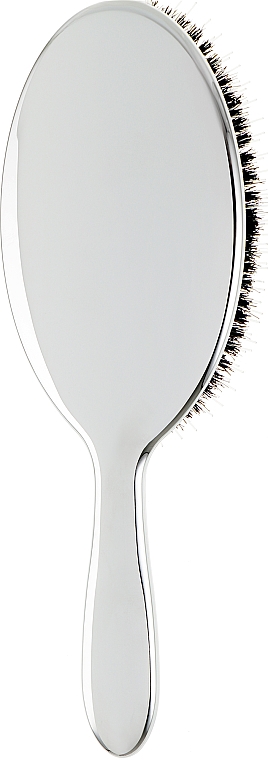 Расческа для волос с натуральной щетиной средняя, 22M, серебряная - Janeke Silver Hairbrush  — фото N2