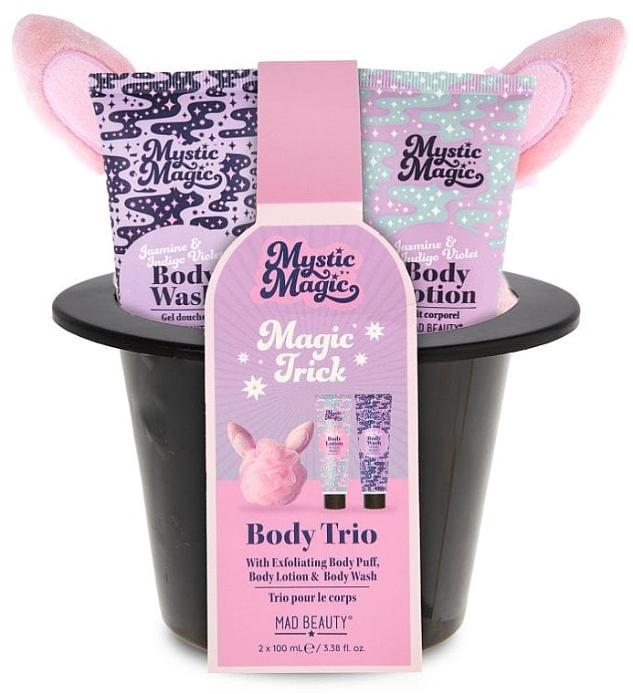 Набір - Mad Beauty Mystic Magic Rabbit In The Hat Body Trio (sh/gel/100ml + b/lot/100ml + sponge/1pcs + accessories/1pcs) — фото N1