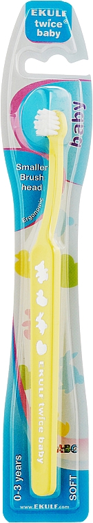Зубная щетка для детей (0-3 лет), желтая - Ekulf Twice Baby 