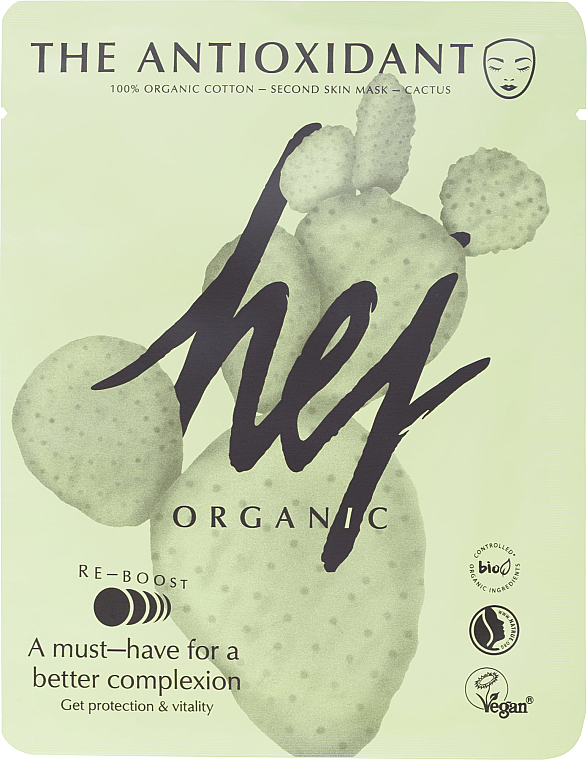 Антиоксидантна маска для обличчя з кактусом - Hej Organic The Antioxidant Second Skin Mask Cactus — фото N1