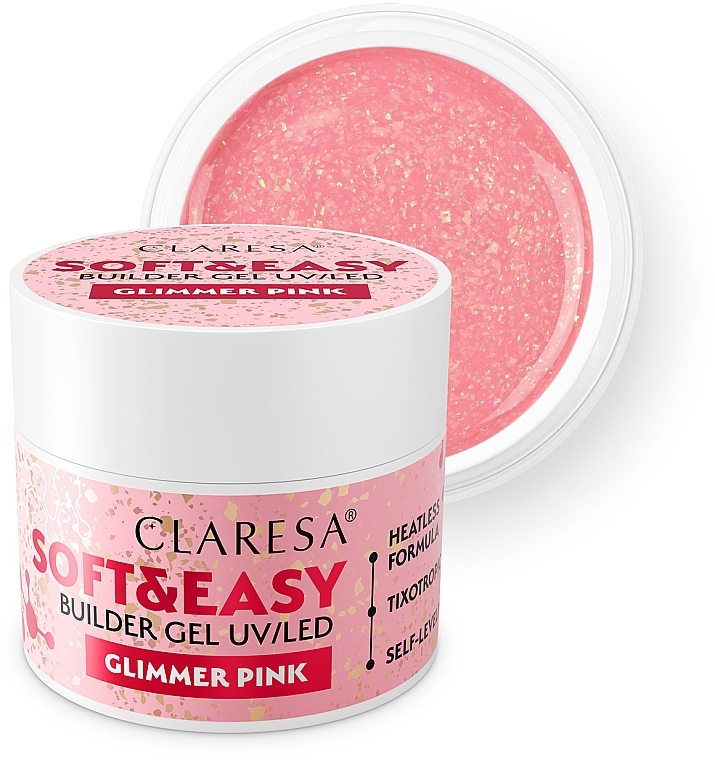 Моделирующий гель для ногтей - Claresa Soft & Easy Builder Gel UV/LED Glimmer Pink — фото N2