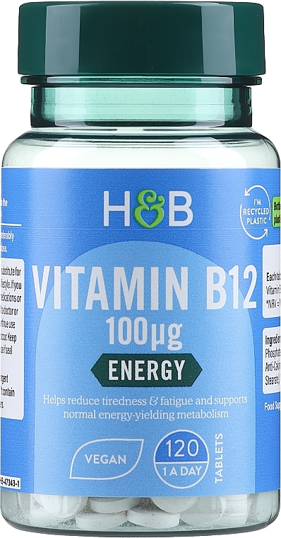 Пищевая добавка "Витамин B12", 100 мг - Holland & Barrett Vitamin B12 100mg — фото N1
