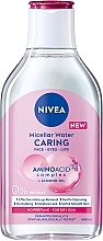 Ніжна міцелярна вода для сухої шкіри обличчя, очей та губ - NIVEA Caring Micellar Water — фото N1