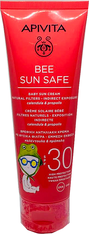 Дитячий сонцезахисний крем з календулою й прополісом - Apivita Bee Sun Safe Baby Sun Cream Calendula & Propolis SPF30 — фото N1