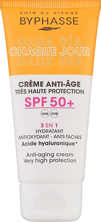 Антивіковий крем для обличчя - Byphasse Daily Use 3-in-1 Anti-Aging Face Cream SPF50 — фото N1