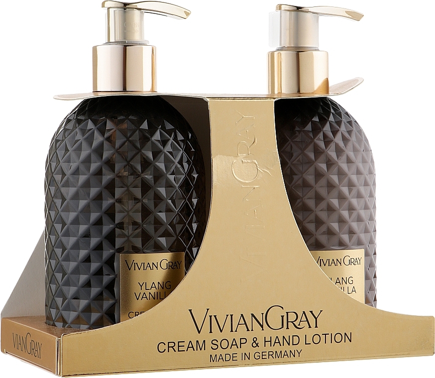 УЦЕНКА Набор - Vivian Grey Gemstone Ylang & Vanilla (h/lot/300ml + soap/300ml) * — фото N1