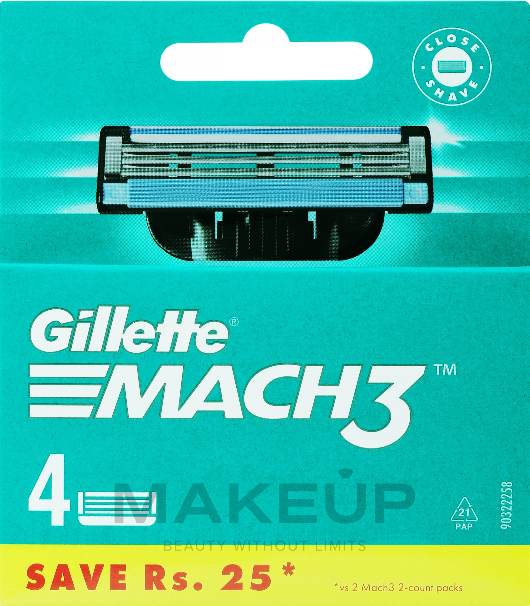 Сменные кассеты для бритья, 4 шт. - Gillette Mach3 — фото 4шт