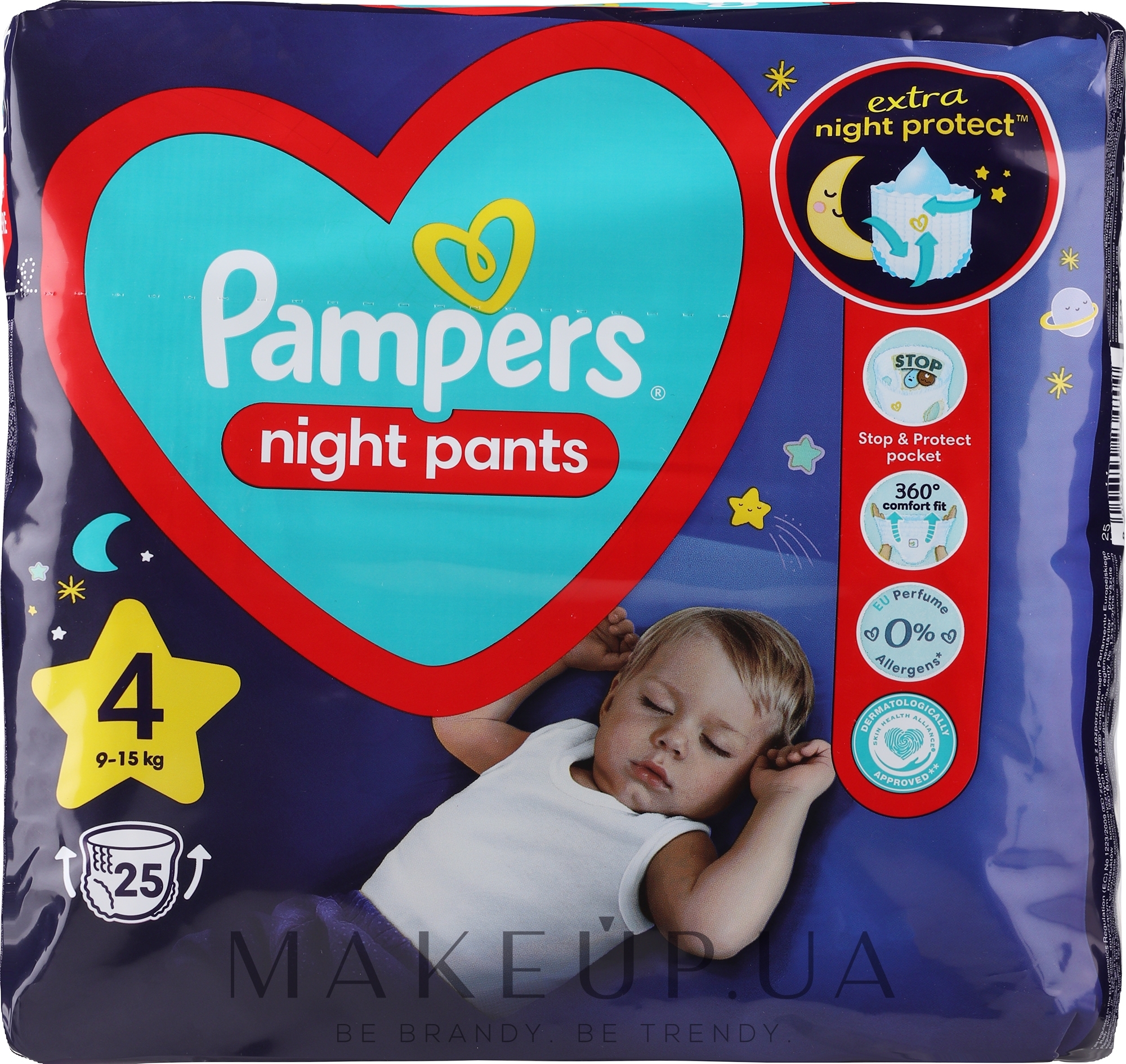 Подгузники-трусики ночные Night Pants Размер 4 (9-15 кг), 25 шт - Pampers — фото 25шт