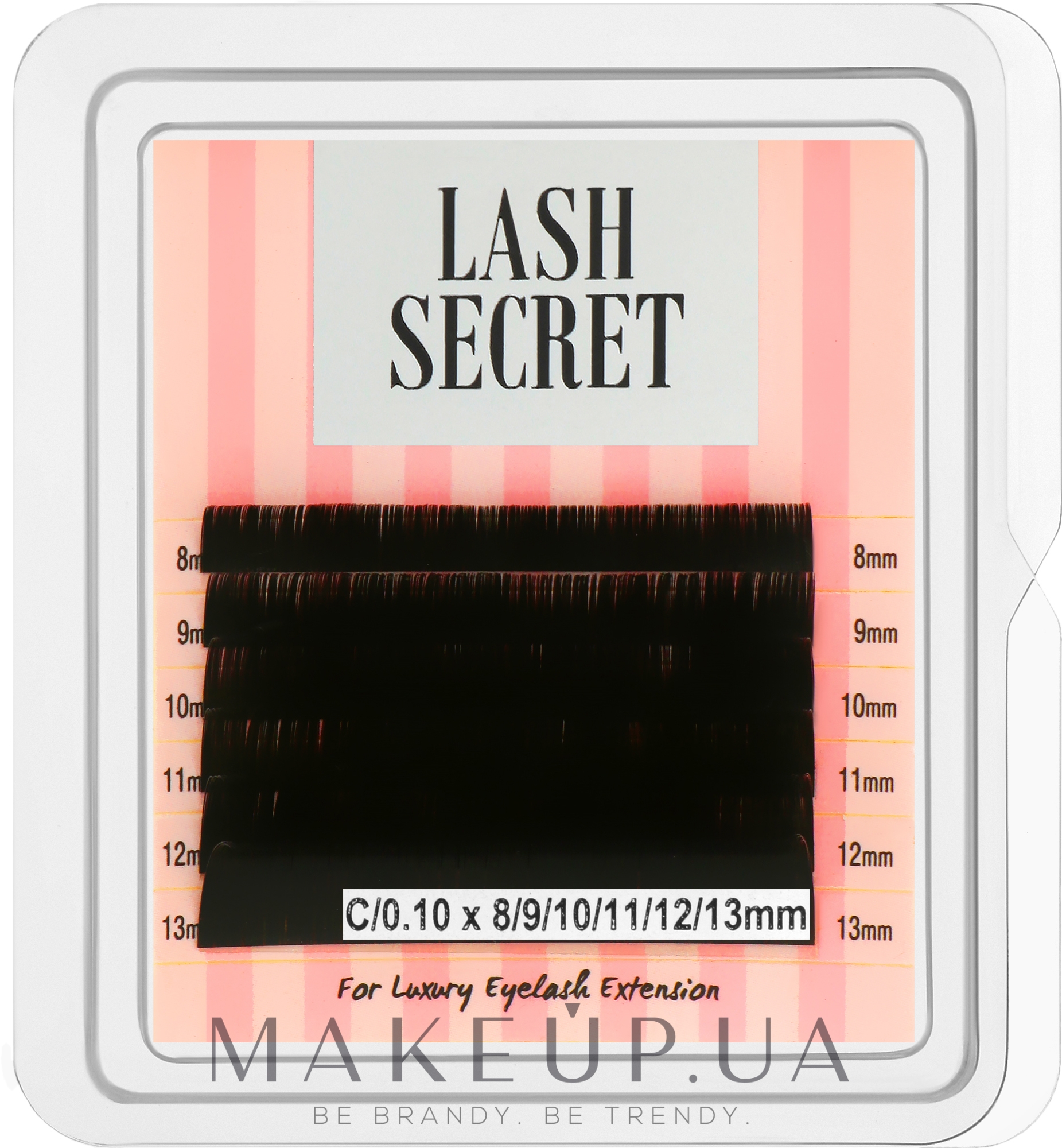 Накладні вії, чорні, мікс, 6 ліній (0.1, C, (8-13)) - Lash Secret — фото 1уп