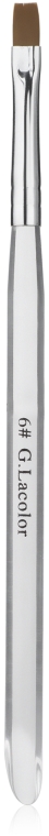 Кисть для наращивания 6, прямая с прозрачной ручкой, искусственный ворс - G. Lacolor
