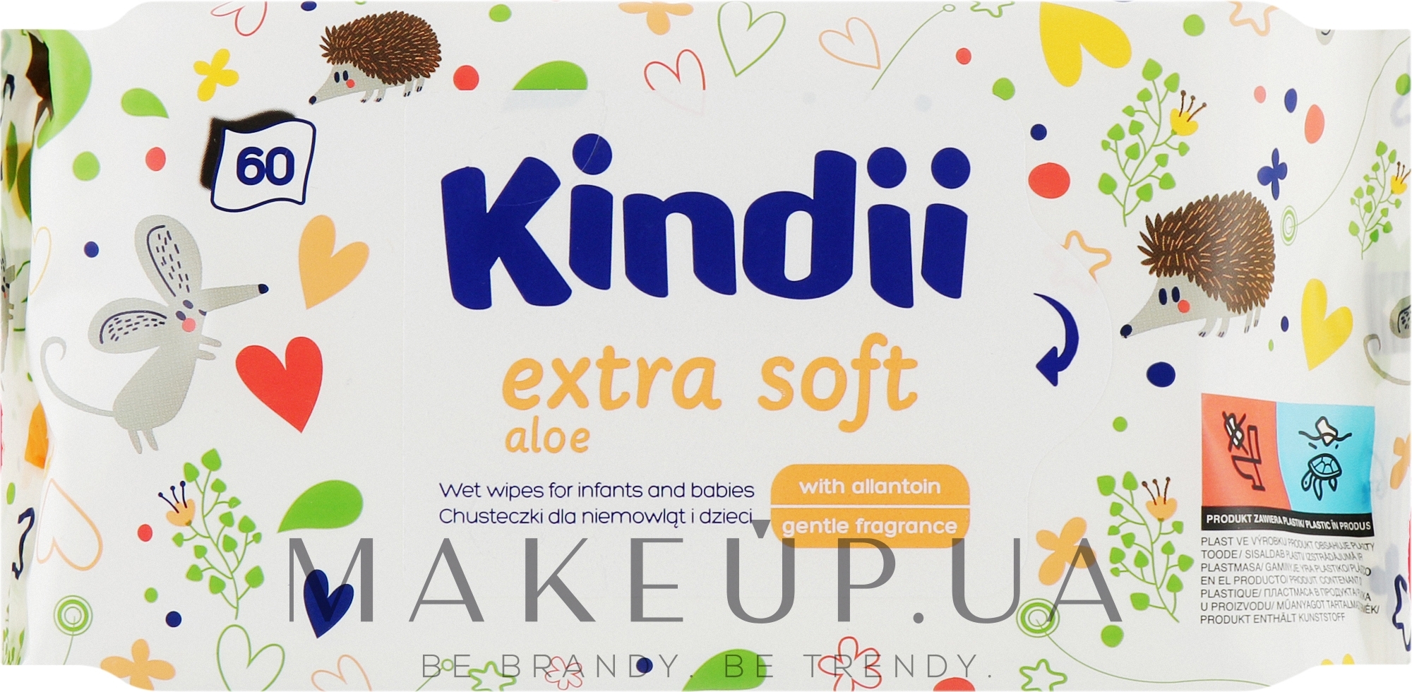 Детские влажные салфетки, 60 шт. - Kindii Extra Soft — фото 60шт