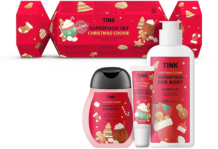 Подарунковий набір - Tink Superfood Set Christmas Cookie (sh/gel/150ml + lip/balm/15ml + hand/cr/45ml) — фото N2