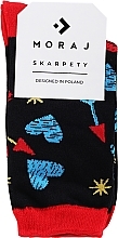Подарочные носки "Валентинки", 1 пара, красно-черные в сердечки - Moraj — фото N1