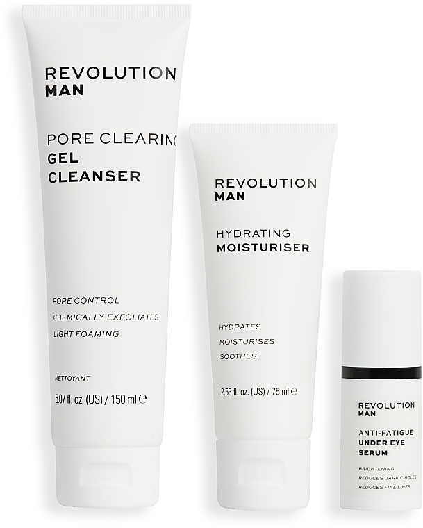 Набор - Revolution Man Ultimate Skincare Essentials (f/gel/150 ml + f/cr/75 ml + eye/ser/15 ml) — фото N3