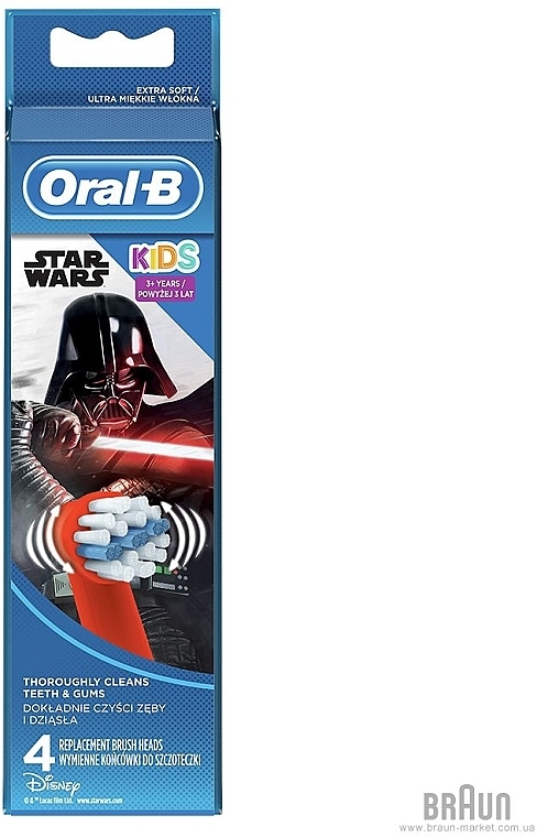 Сменная насадка для детской зубной щетки "Звездные войны", 4 шт. - Oral-B Kids Star Wars EB 10 — фото N1