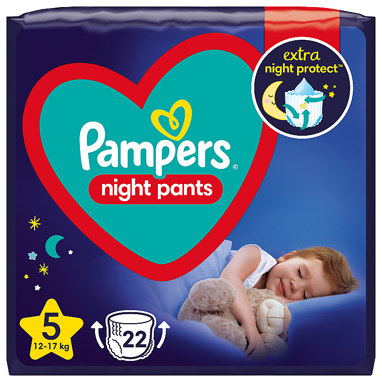 Подгузники-трусики ночные Night Pants Размер 5 (12-17 кг), 22 шт - Pampers — фото N1