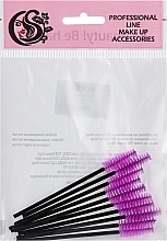 Набор щеточек для бровей и ресниц CS25V, черная ручка, фиолетовый, 10 шт. - Cosmo Shop — фото N1