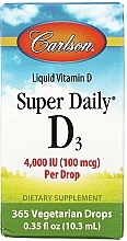 Вітамін D3 у краплях, 4000 IU - Carlson Super Daily Liquid Vitamin D3 — фото N2