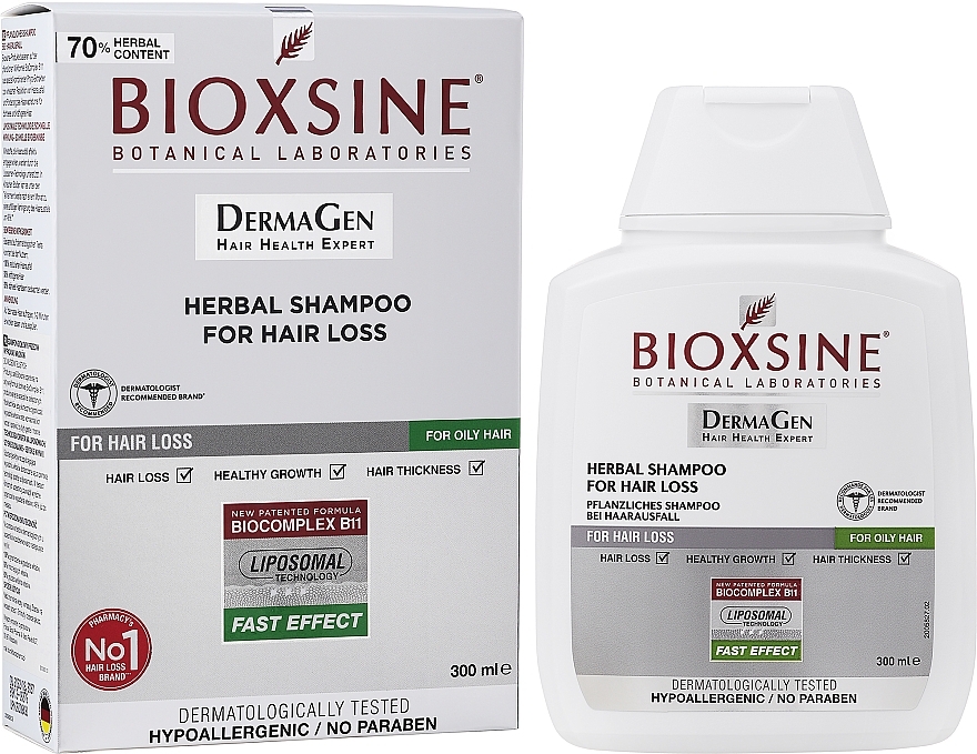 Шампунь рослинний проти випадіння для жирного волосся - Biota Bioxsine Shampoo — фото N2