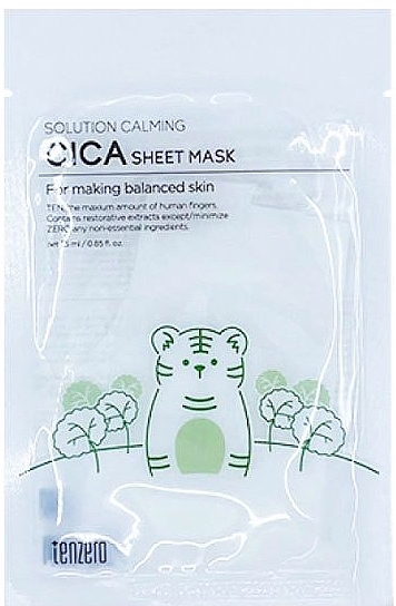 Маска для обличчя з екстрактом центелли - Tenzero Solution Sheet Mask Calming Cica — фото N1