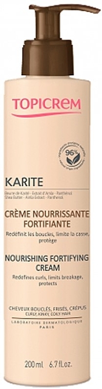 Живильний зміцнювальний крем для волосся з маслом ши - Topicrem Karite Nourishing Fortifying Cream