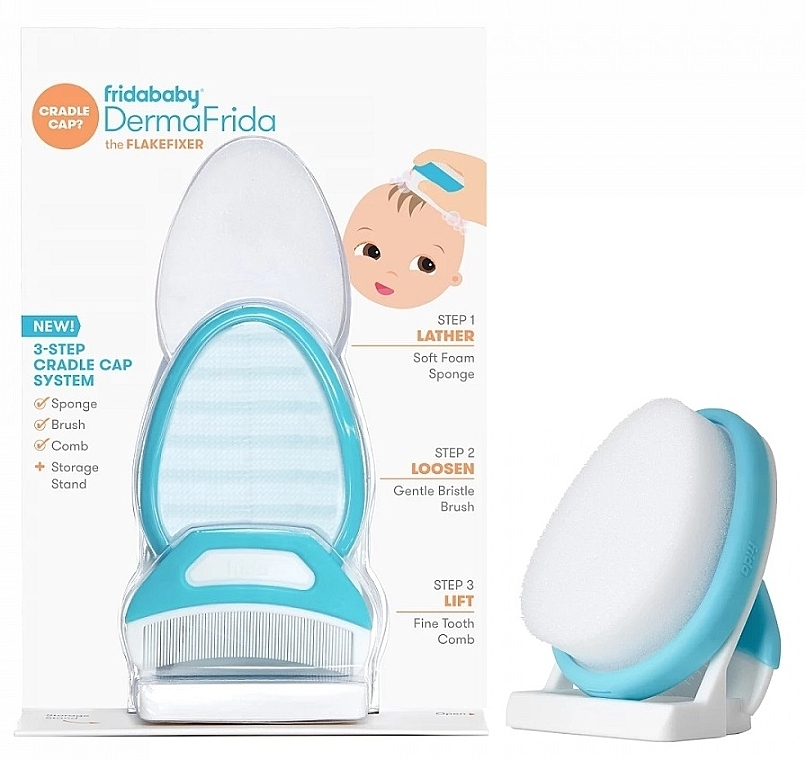 Набір дитячих щіток - Frida Baby DermaFrida The Flakefixer 3-Step Cradle Cap System — фото N1