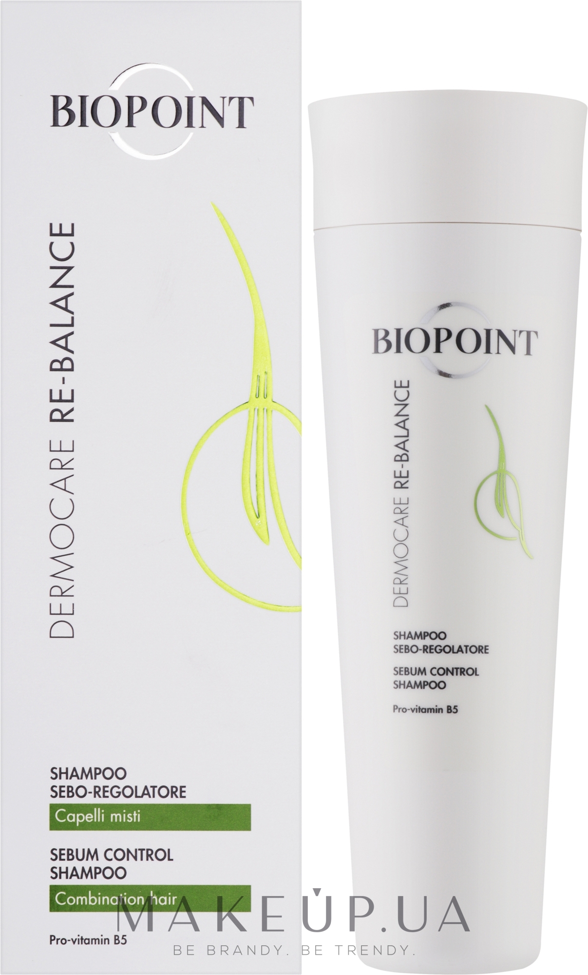 Шампунь, регулирующий секрецию кожного сала - Biopoint Dermocare Re-Balance Shampoo Sebo-Regolatore — фото 200ml