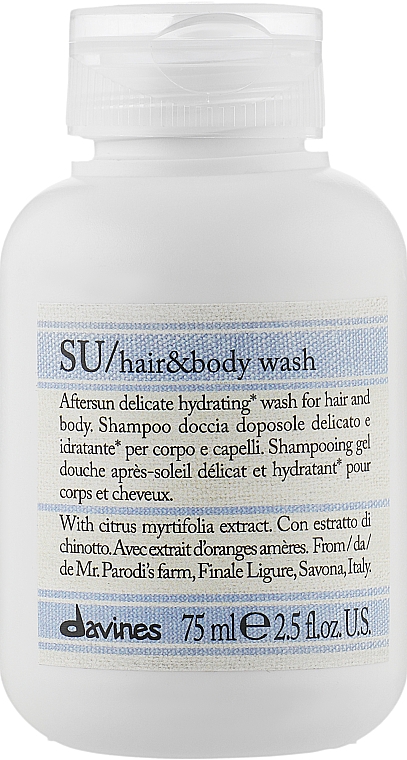 Восстанавливающий шампунь для тела и волос после солнца - Davines SU Hair And Body Wash — фото N1
