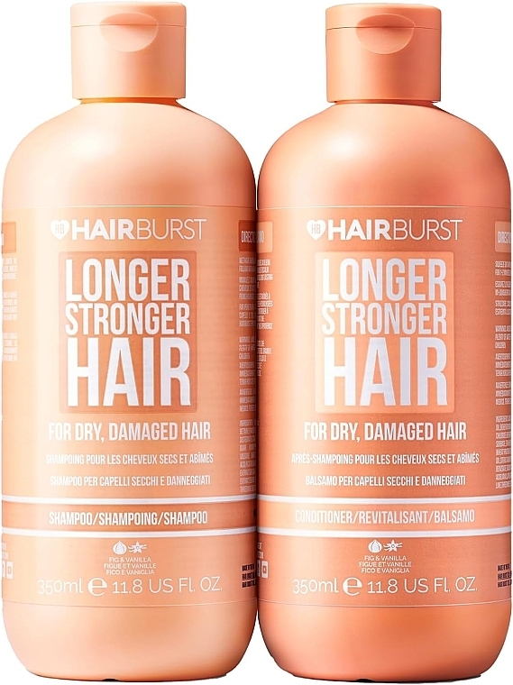 Набор для сухих и поврежденных волос - Hairburst Longer Stronger Hair (shm/350ml + cond/350ml) — фото N1