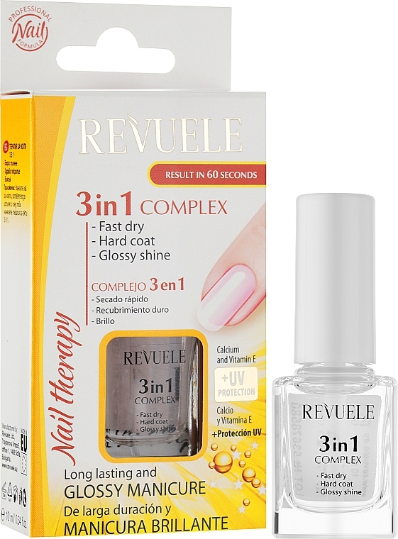 Комплекс 3 в 1 для ногтей "Сушка, покрытие, блеск" - Revuele Nail Therapy — фото N2