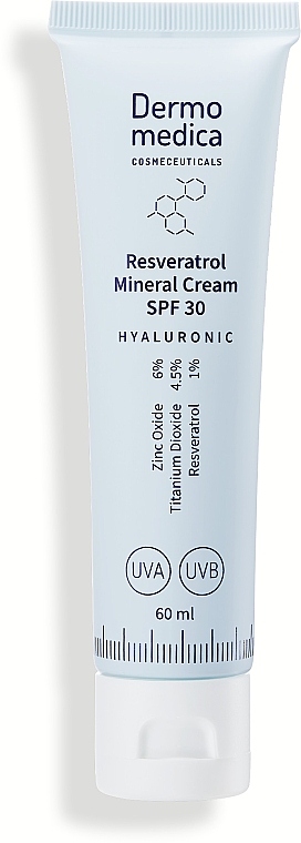 Антивозрастной крем для лица - Dermomedica Hyaluronic Resveratrol Mineral Cream SPF30 — фото N1
