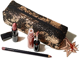 Парфумерія, косметика M.A.C Starlit Lip Bag Neutral (lipgloss/3.1ml + lipstick/3g + lip/pencil/1.45g + bag) - Набір