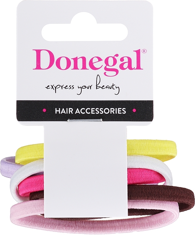 Резинки для волосся, FA-9934, 6 шт., чорні - Donegal — фото N1